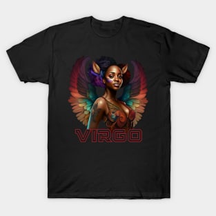 Black Virgo Zodiac Sign Woman T-Shirt